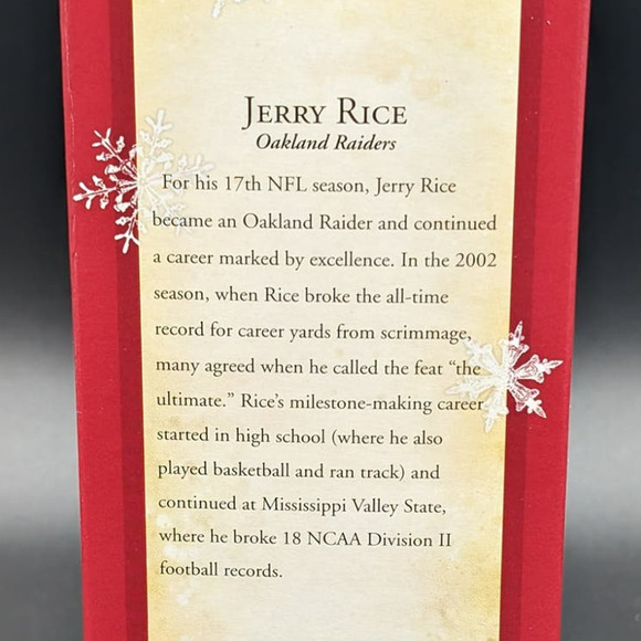 Vintage NFL Jerry Rice Oakland Raiders Hallmark Keepsake Christmas Ornament - Picture 3 of 13